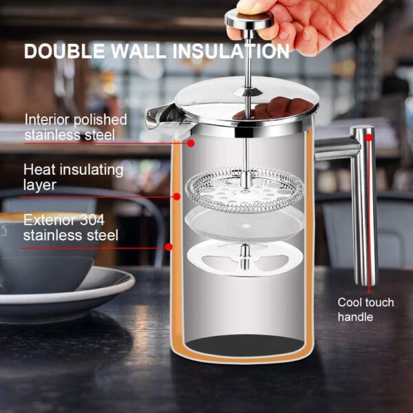 Cafetera Prensa Francesa Acero Inoxidable 17 Oz 4