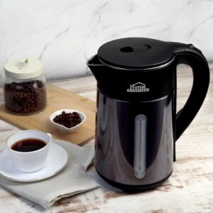 HE-1031 Jarra Hervidora de Agua y Cafetera 2 en 1 HOME ELEMENTS en Acero Inoxidable GRIS OSCURO 14 Tazas ⁄ 1,8 Litros ⁄ 1.200 Vatios