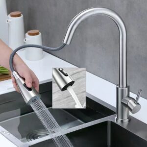 DR-02002 Grifo Para Lavaplatos Extraible De Lujo NEGRO o PLATEADO