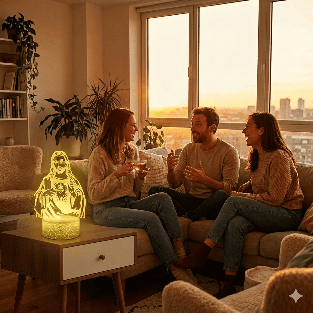 EL-5000 Img-Com Lampara Led 3D del venerado Sagrado Corazon de Jesus Imagen 4 de 4