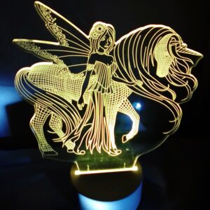 EL-5030 ⁄ Lámpara Led 3D de Hermosa PRINCESA con UNICORNIO