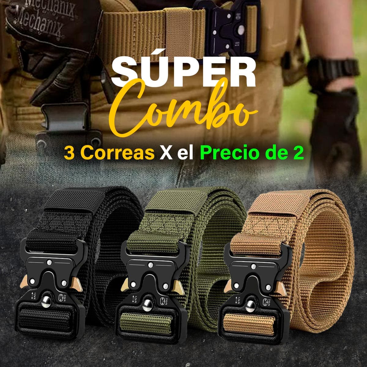 DR-01006 Img-Com Juego de 3 Correas Tacticas Estilo MILITAR Imagen 1 de 8